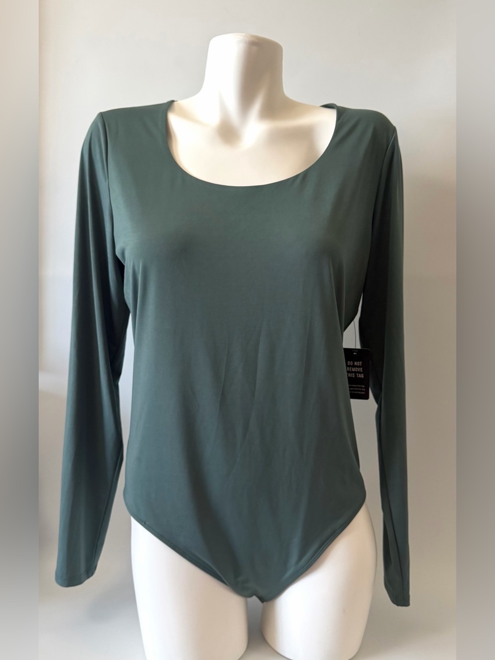 Express Women’s Long Sleeve Scoop Neck Bodysuit Teal Green Large NWT
